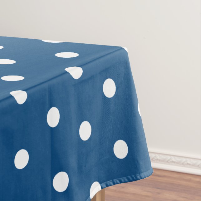 Deep Azure Blue White Polka Dots Tischdecke (Beispiel)