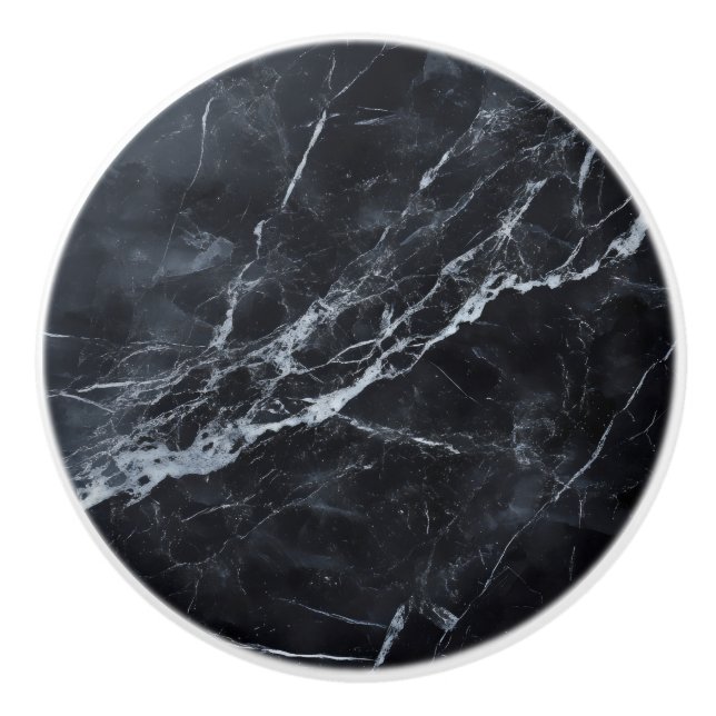 Deep Black Marble Muster Keramikknauf (Vorderseite)