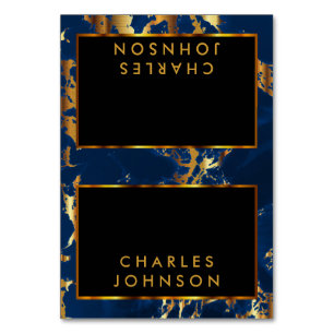 Deep Blue and Gold Marble - Platzkarten Tischnummer