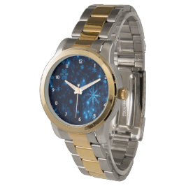 Deep Blue & Bright Schneeflocken Oversized 2-Tone Armbanduhr