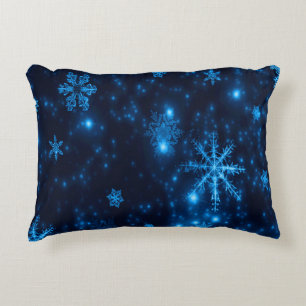 Deep Blue & Bright Snowflakes Polyester Pillow Dekokissen