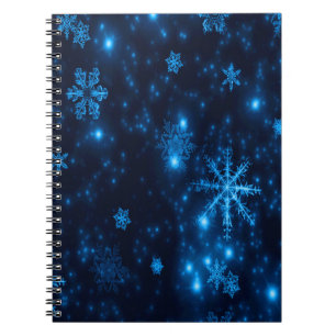 Deep Blue & Bright Snowflakes Spiral Notebook Notizblock