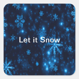 Deep Blue & Bright Snowflakes Square Stickers