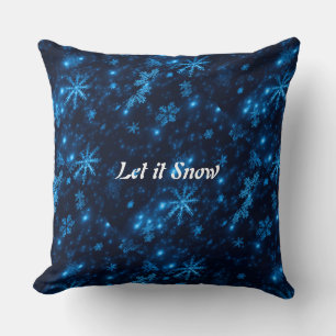 Deep Blue & Bright Snowflakes Square Throw Kissen