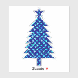 Deep Blue Christmas Tree mit Sternen Aufkleber