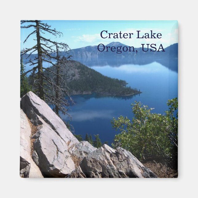 Deep Blue Crater Lake Oregon USA Travel Magnet (Devant)