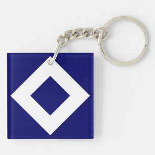 Deep Blue Diamond, kühne weiße Grenze Schlüsselanhänger