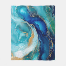 Deep Blue Echoes: Abstrakte Kunst des Ozeans Fleecedecke