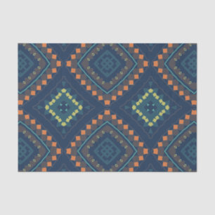 Deep Blue Ethnic Folk Boho Chic Mosaik Muster Seidenpapier