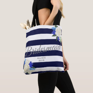 Deep Blue Floral Bridesmaid Toag Tag Tasche