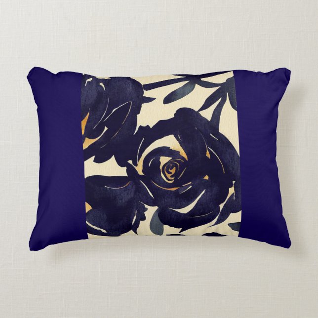 Deep blue floral dekokissen (Vorderseite)