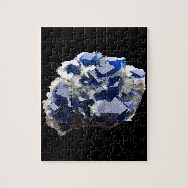 Deep Blue Fluorite Crystal & Flake Calcite (Vertikal)