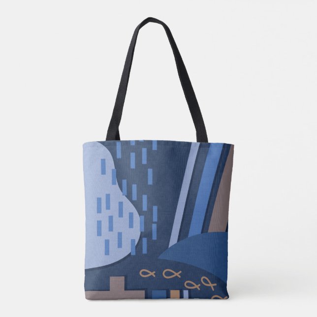 Deep Blue Geometry Tasche (Rückseite)