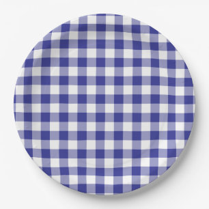 Deep Blue Gingham Country Pappteller