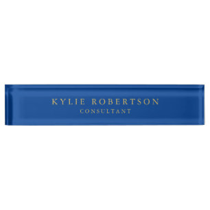 Deep Blue Gold Farben Beruflich trendig Moderne Namensplakette