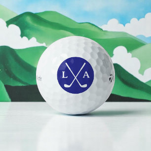 Deep Blue Golfer Logo Initialen und Clubs Golfball