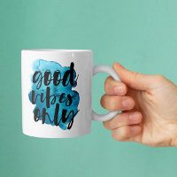 Deep Blue Good Vibes Brush Script-Kaffee-Tasse