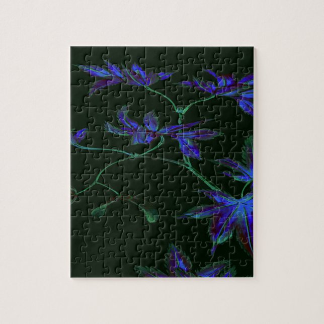 Deep Blue & Green japanische Blume (Vertikal)