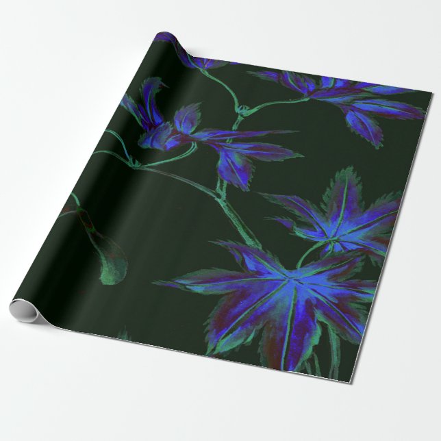 Deep Blue & Green Japanisches Blumenpapier Geschenkpapier (Ungerollt)