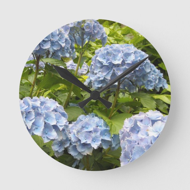 Deep Blue Hydrangeas Runde Wanduhr (Vorderseite)