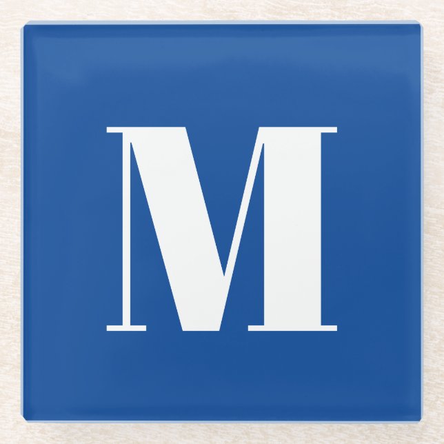 Deep Blue Initial Letter Monogram Modern Stilvoll Glasuntersetzer (Vorderseite)
