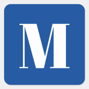 Deep Blue Initial Letter Monogram Modern Stilvoll Quadratischer Aufkleber