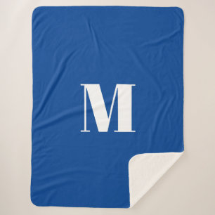 Deep Blue Initial Letter Monogram Modern Stilvoll Sherpadecke