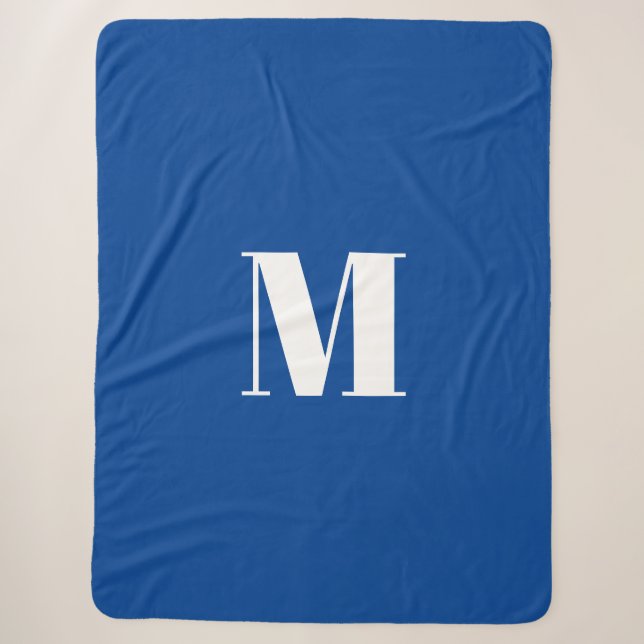 Deep Blue Initial Letter Monogram Modern Stilvoll Sherpadecke (Vorderseite)