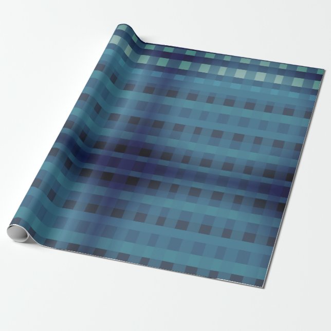 Deep Blue Kariert, Gingham Pattern Wrapping Paper Geschenkpapier (Ungerollt)