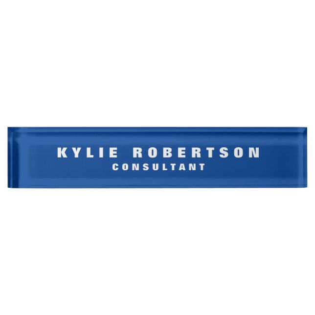 Deep Blue Legible Beruflich Trendy Modern Namensplakette (Vorderseite)