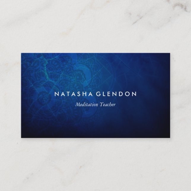 Deep Blue Mandala Zen Business Card Visitenkarte (Vorderseite)