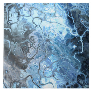 Deep Blue Marble Fraktal Style Abstrakt Fliese