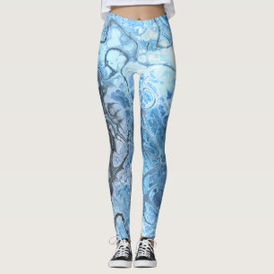Deep Blue Marble Fraktal Style Abstrakt Leggings