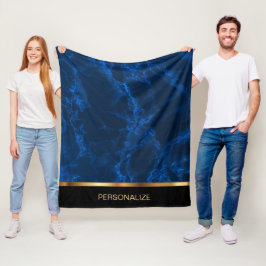Deep Blue Marmor und Gold Fleecedecke