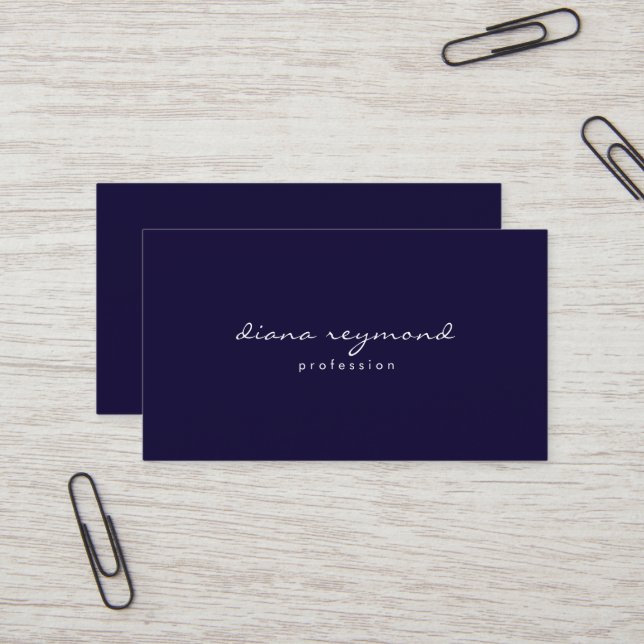 Deep Blue Minimalist Professional Visitenkarte (Vorderseite/Rückseite Beispiel)