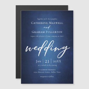 Deep Blue Minimalistisch Typografy Lakeside Weddin Magneteinladung