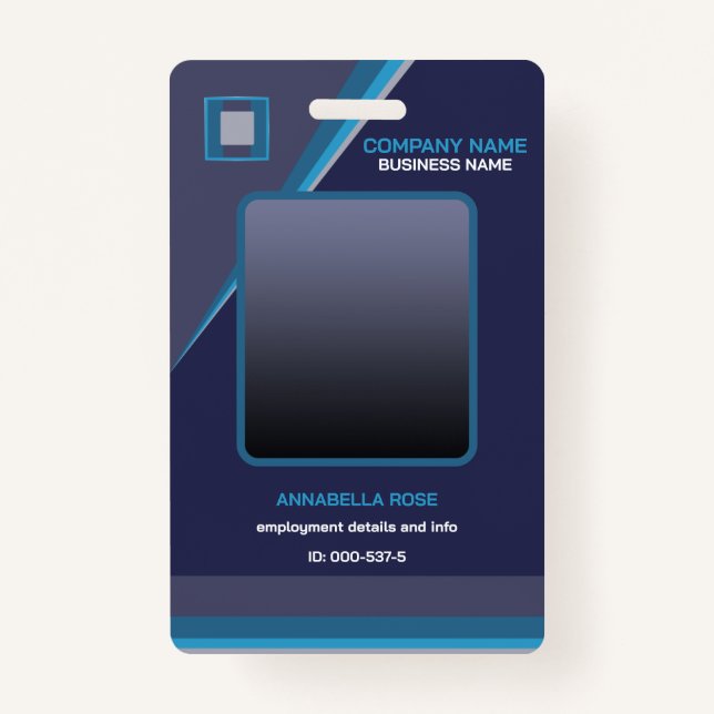 Deep Blue Modern Business ID Abzeichen Ausweis (Vorderseite)
