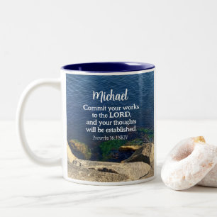 Deep Blue Ocean Foto Bible Verse Graduate Zweifarbige Tasse
