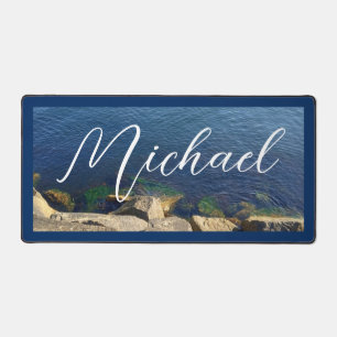 Deep Blue Ocean Foto Individuelle Name Schreibtischunterlage