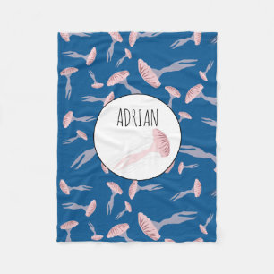 Deep Blue Ocean Jellyfish Pattern Individuelle Nam Fleecedecke
