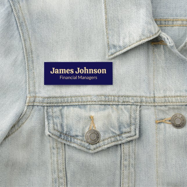 Deep blue Retro Bold Serif Desk Name Plate Namensschild (Beispiel)