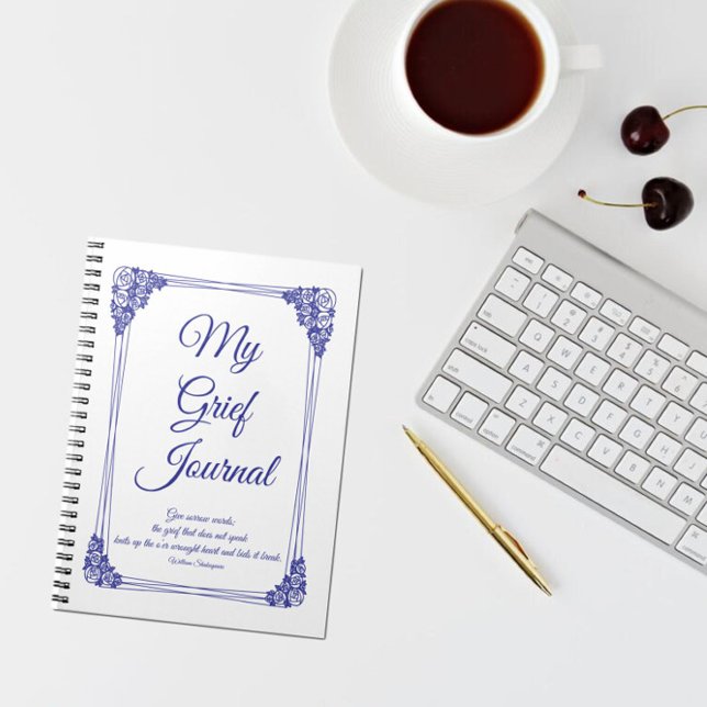 Deep Blue Rose Cluster Border Griefs Journal (Créateur téléchargé)