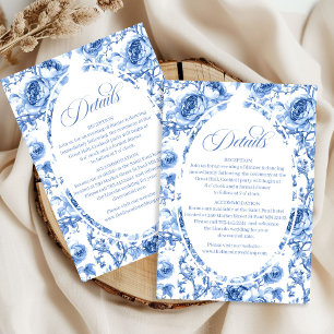 Deep Blue Roses Florale Hochzeits-Detailkarte Begleitkarte