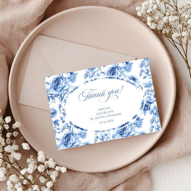 Deep Blue Roses Wedding Thank You Card Dankeskarte (Deep Blue Roses Wedding Thank You Card)