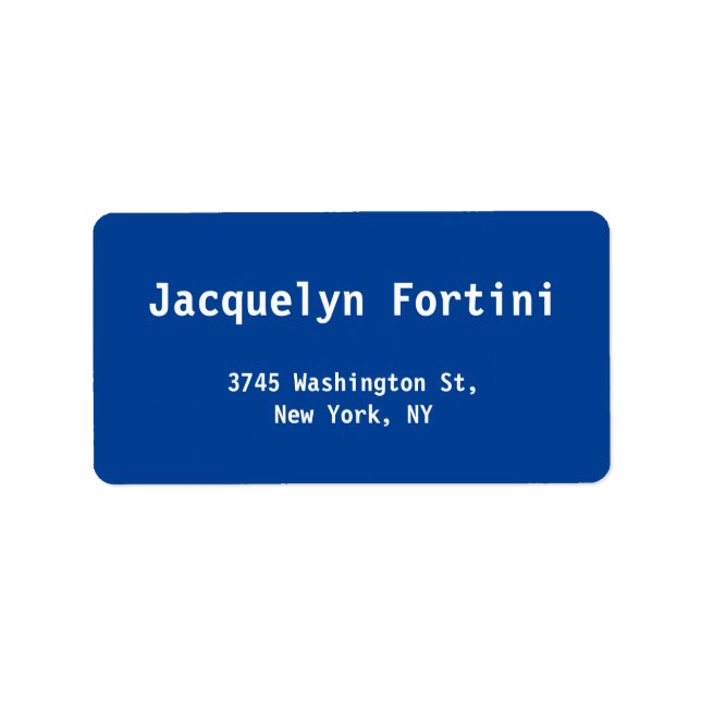 Deep Blue Schlicht Elegante Moderne Minimalistisch Adressaufkleber (Vorne)
