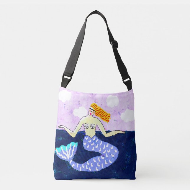 Deep Blue Sea Mermaid Tragetaschen Mit Langen Trägern (Vorderseite)