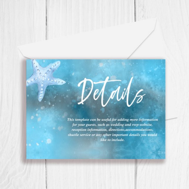 Deep Blue Sea Summer Wedding Card RSVP Karte (Von Creator hochgeladen)