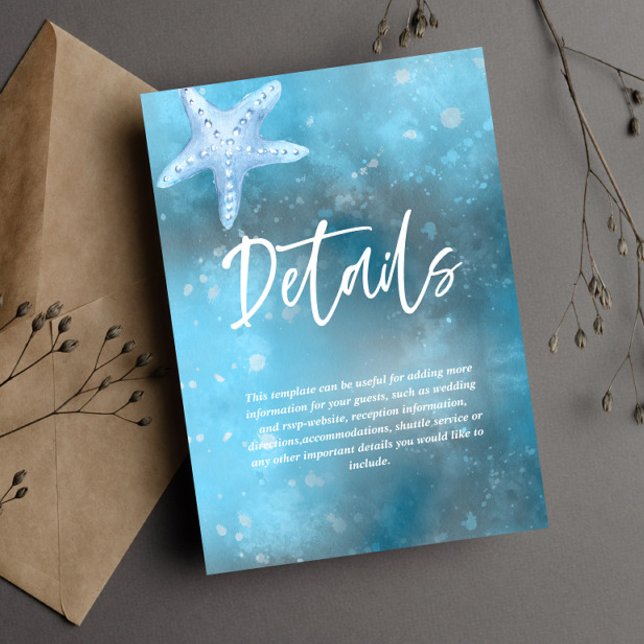 Deep Blue Sea Summer Wedding Card RSVP Karte (Von Creator hochgeladen)