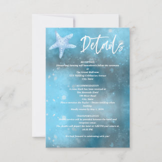 Deep Blue Sea Summer Wedding Enclosure Card RSVP Karte