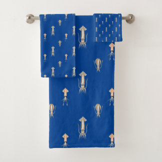 Deep Blue Sea Tintenfisch Muster Badhandtuch Set